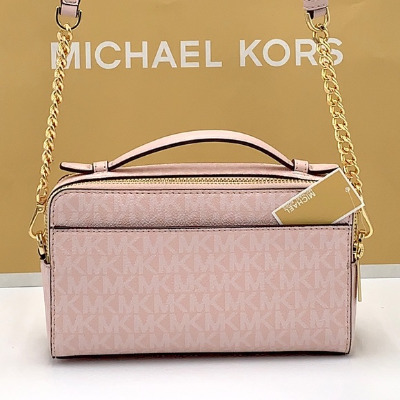 MICHAEL KORS JET SET ITEM MEDIUM DOUBLE ZIP PHONE XBODY LIGHT POWDER BLUSH MULTI - Picture 9 of 16